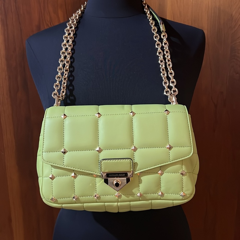 Michael Kors Soho Large Studded Quilted Leather Shoulder Crossbody Bag